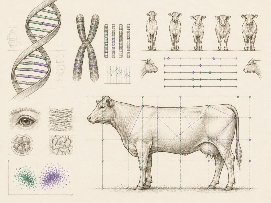 Hand-drawn scientific sketch for Genomics + phenotype